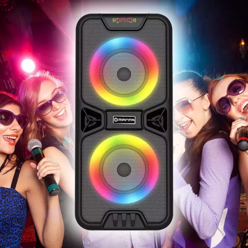 Pārnēsājams Bluetooth skaļrunis MANTA SPK816 — 30 W RMS, Bluetooth 5.0, USB/SD/AUX, FM, 4 h akumulators, melns