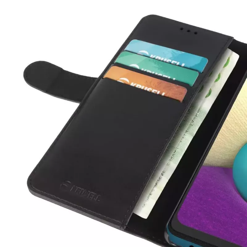 Maciņa tipa maciņš Krusell Galaxy A02 16,5 cm Melns 3 karšu kabatiņas