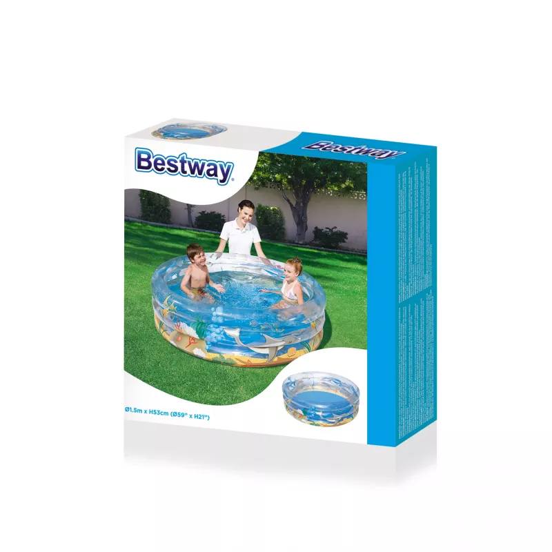 Piepūšamais baseins Bestway Transparent Sea Life Pool Φ1,5m x A53cm