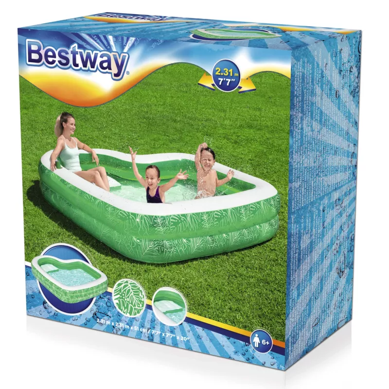 Bestway 7'7 collas x 7'7 collas x 20 collas/2,31 m x 2,31 m x 51 cm Tropical Paradise ģimenes baseins