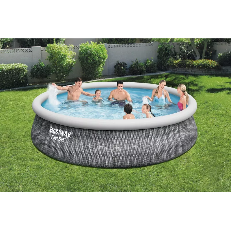 Bestway 57372 virszemes baseins Piepūšamais baseins Apaļš 12362 L Pelēks