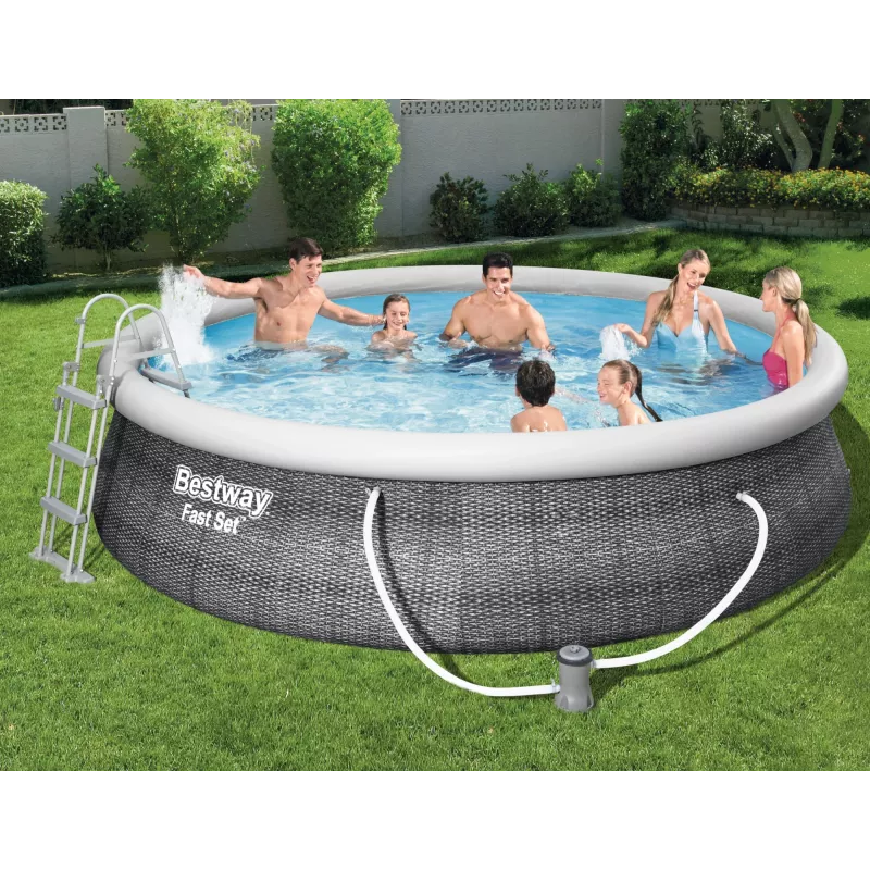 Bestway 57372 virszemes baseins Piepūšamais baseins Apaļš 12362 L Pelēks
