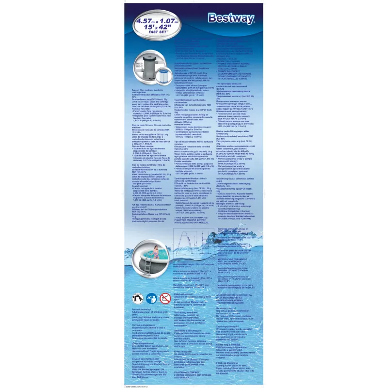 Bestway 57372 virszemes baseins Piepūšamais baseins Apaļš 12362 L Pelēks