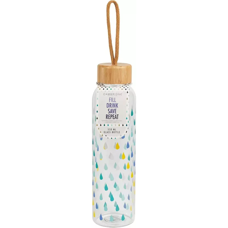 Stikla pudele Cambridge CM06991 550 ml ar bambusa vāciņu