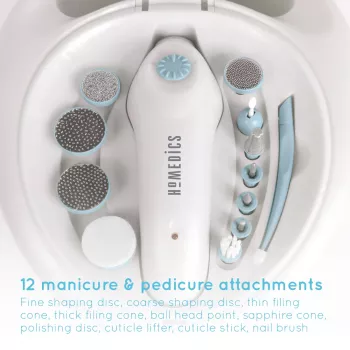 Manikīra un pedikīra piederumu komplekts HoMedics MAN-3023A-EU, 2 uzgaļi, plastmasa, zila balta