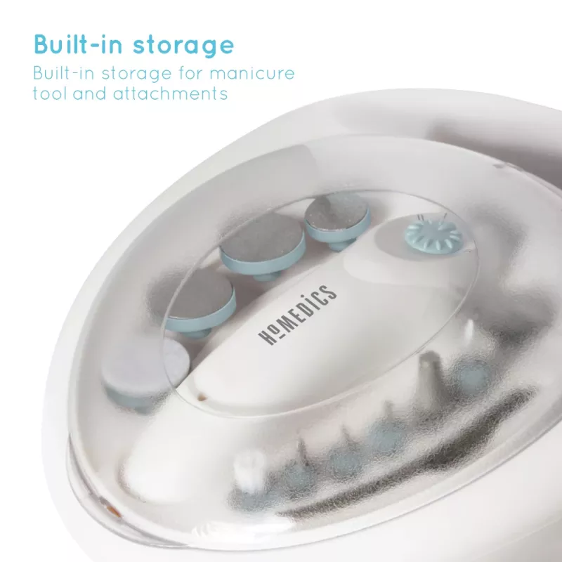 Manikīra un pedikīra piederumu komplekts HoMedics MAN-3023A-EU, 2 uzgaļi, plastmasa, zila balta