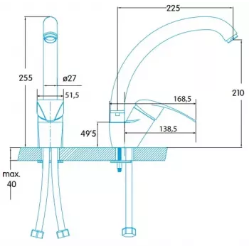 Izvilkams jaucējkrāns Edesa Iguazu hroma misiņa 25.5cm augstums