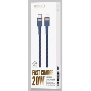 USB Type-C uz Lightning kabelis Orsen S51, 3A, 1 m, zils