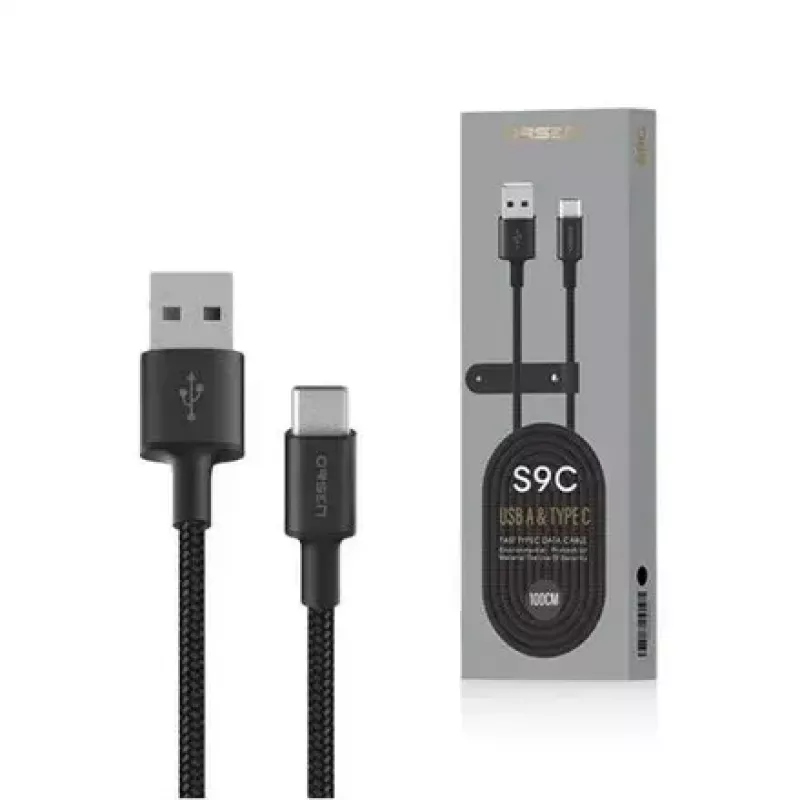 USB A uz USB-C kabelis Orsen S9C 1 m, 2.1 A, melns