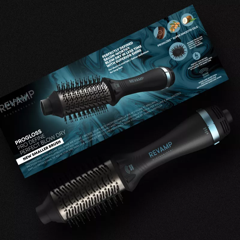 Revamp Progloss Pro Define Perfect Blow Dry Karstā gaisa suka Silts Melns 900 W 3 m