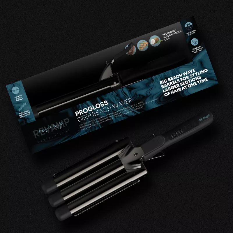 Revamp Progloss Deep Beach Waver Teksturizējošais gludeklis Silts melns 3 m