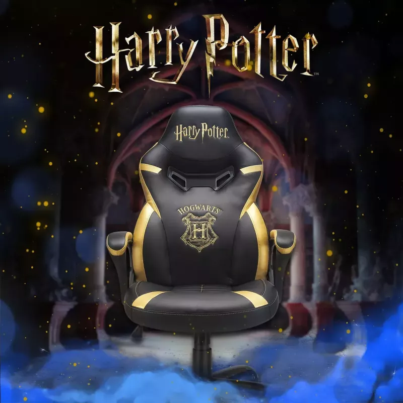 PC spēļu krēsls Subsonic Junior Hogwarts polsterēts sēdeklis melns dzeltens