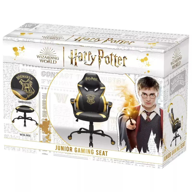 PC spēļu krēsls Subsonic Junior Hogwarts polsterēts sēdeklis melns dzeltens