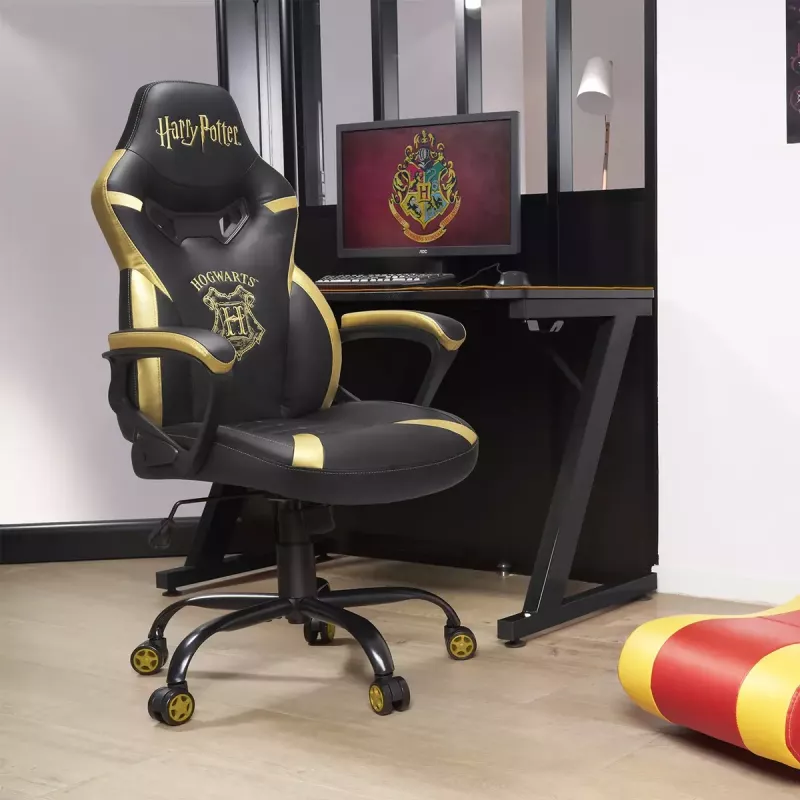 PC spēļu krēsls Subsonic Junior Hogwarts polsterēts sēdeklis melns dzeltens