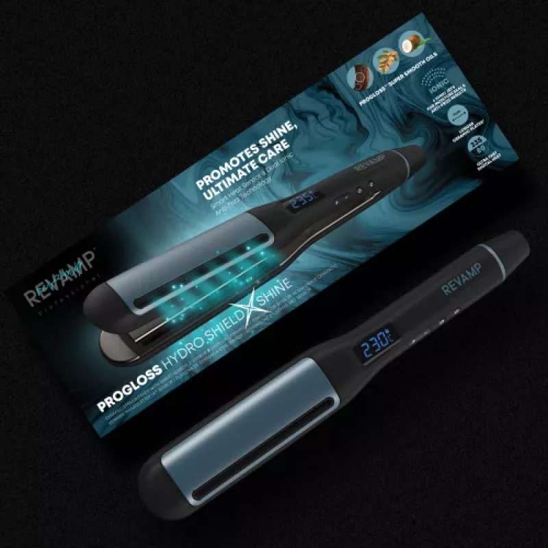 Revamp Progloss Hydro Shield X Shine iztaisnošanas gludeklis Warm Melns 3 m