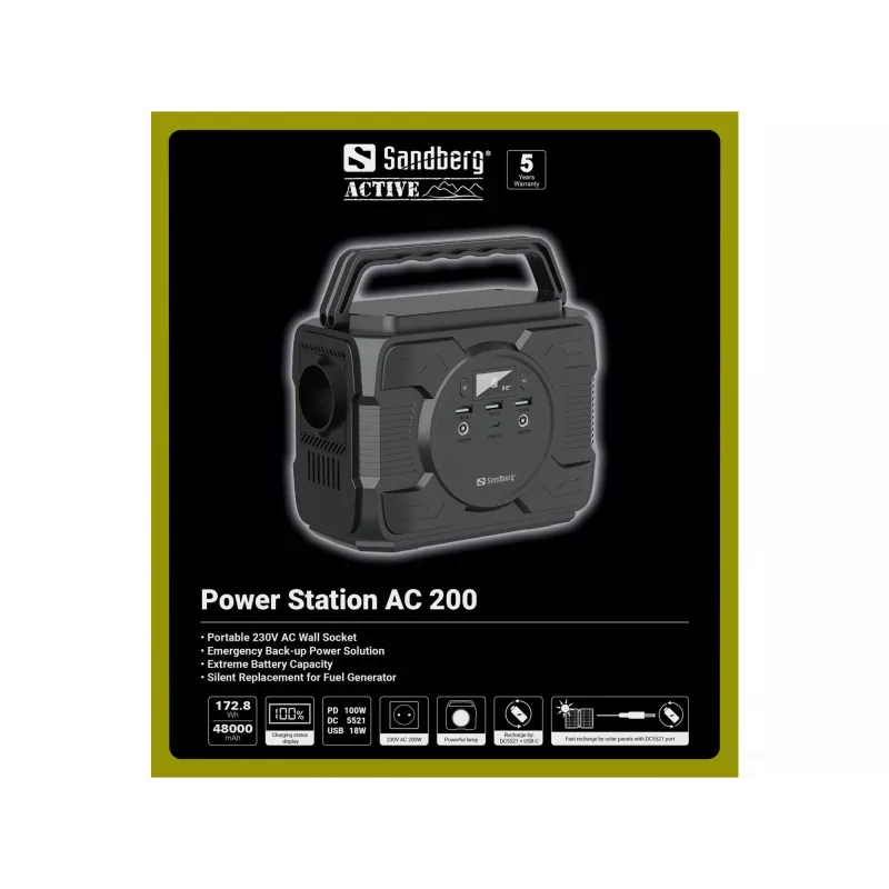 Portable baterija Sandberg Power Station AC 200, 48000 mAh
