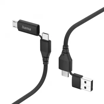Hama 00201537 USB kabelis USB 2.0 1,5 m USB A/USB C USB C/Micro-USB B Melns
