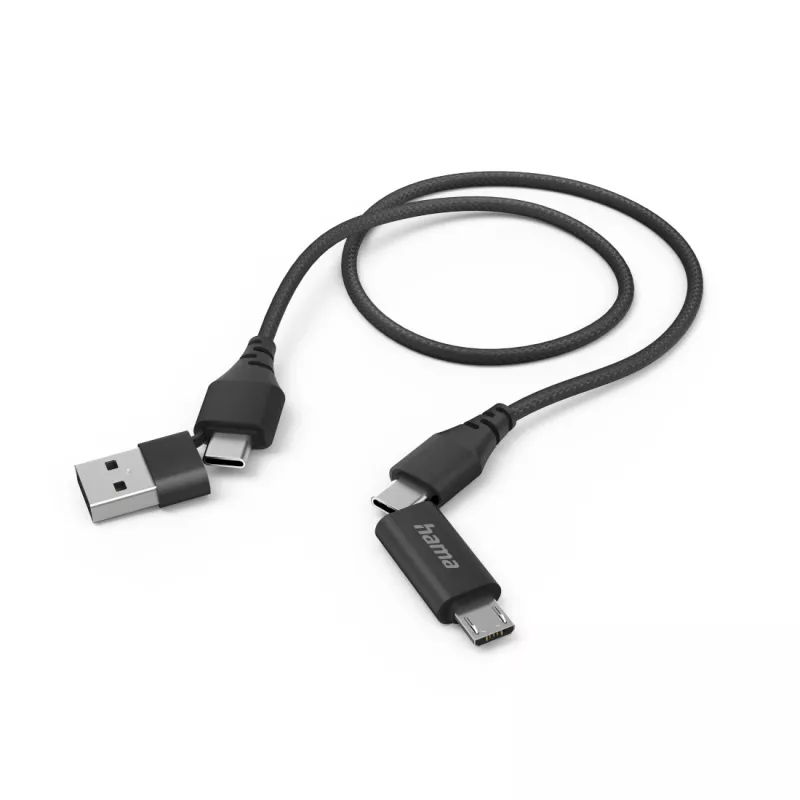 Hama 00201537 USB kabelis USB 2.0 1,5 m USB A/USB C USB C/Micro-USB B Melns