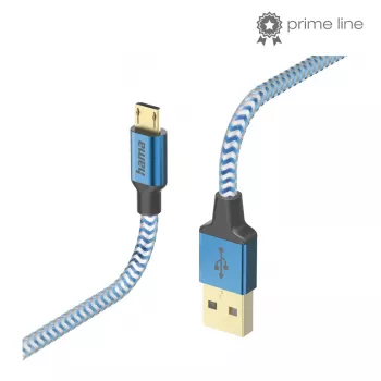 Hama Reflective USB kabelis USB 2.0 1,5 m USB A Micro-USB B zils