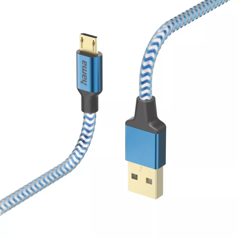 Hama Reflective USB kabelis USB 2.0 1,5 m USB A Micro-USB B zils