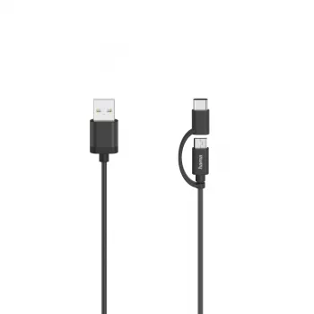 Hama 00200616 USB kabelis USB 2.0 0,75 m USB A USB C/Micro-USB A melns
