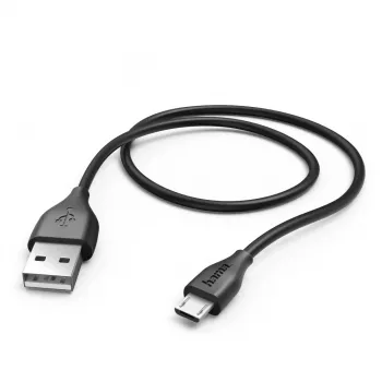 Hama 1,4 m USB kabelis, USB2.0-A uz Micro-USB B, melns