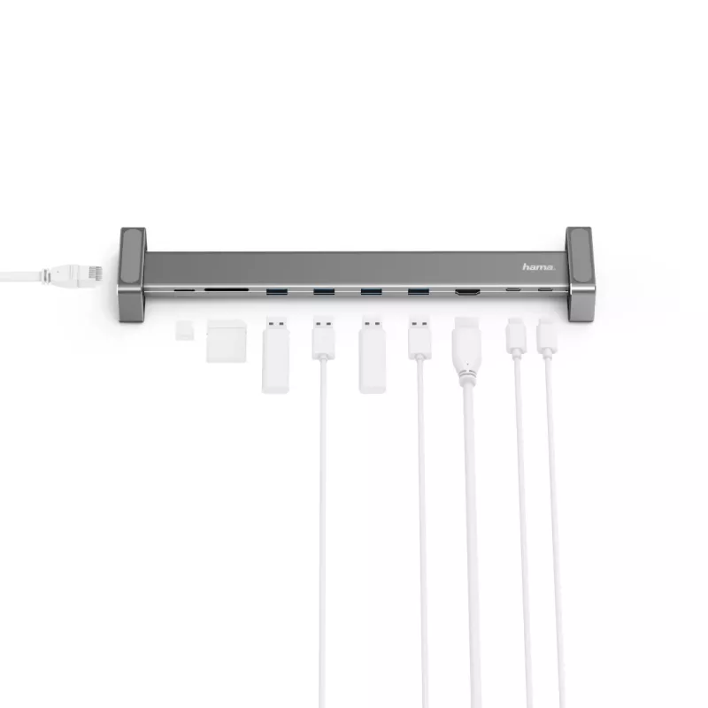 Hama 00200103 klēpjdatora dokstacija/porta replikators USB 3.2 Gen 1 (3.1 Gen 1) Type-C pelēks