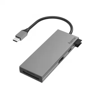 Hama 00200110 klēpjdatora dokstacija/portu replikators USB 3.2 Gen 1 (3.1 Gen 1) Type-C pelēks