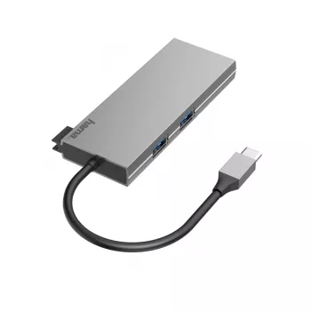 Hama 00200110 klēpjdatora dokstacija/portu replikators USB 3.2 Gen 1 (3.1 Gen 1) Type-C pelēks