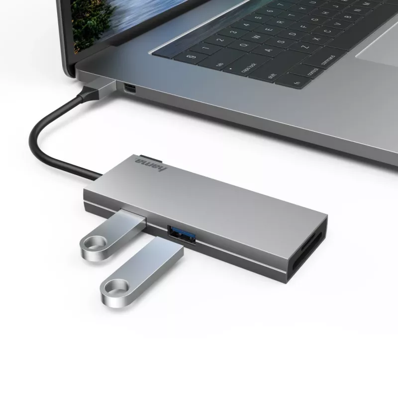 Hama 00200110 klēpjdatora dokstacija/portu replikators USB 3.2 Gen 1 (3.1 Gen 1) Type-C pelēks