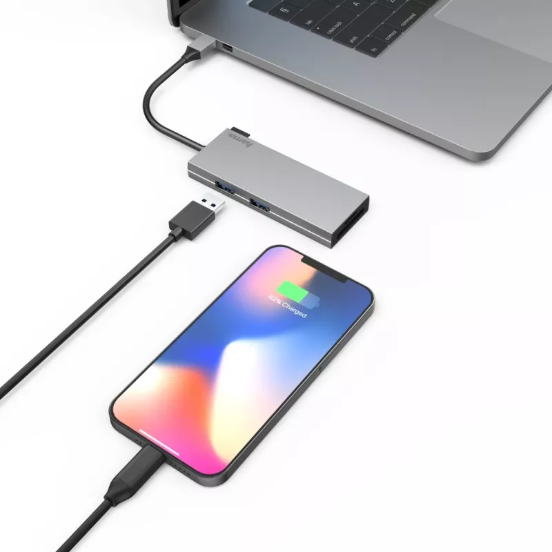 Hama 00200110 klēpjdatora dokstacija/portu replikators USB 3.2 Gen 1 (3.1 Gen 1) Type-C pelēks