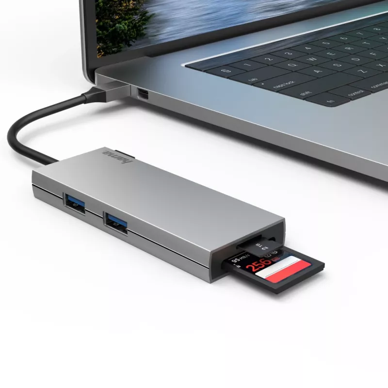 Hama 00200110 klēpjdatora dokstacija/portu replikators USB 3.2 Gen 1 (3.1 Gen 1) Type-C pelēks