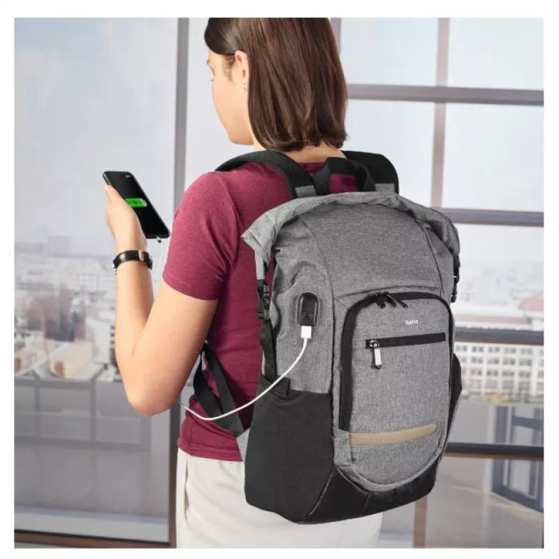 Mugursoma Hama Terra 39,6 cm (15,6 collas) pelēka Pārnešanas rokturis Plecu siksna