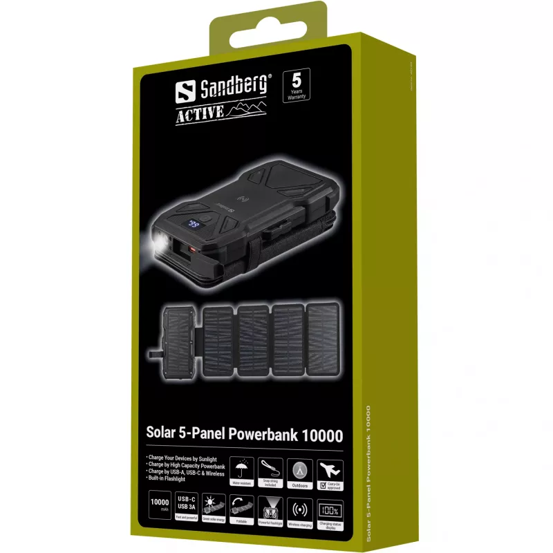 Portable Power Bank Sandberg Solar 5-Panel 10000 mAh