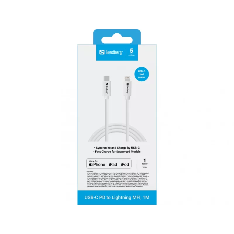 Sandberg USB-C PD uz Lightning MFI 1M kabelis 1m Lightning USB C