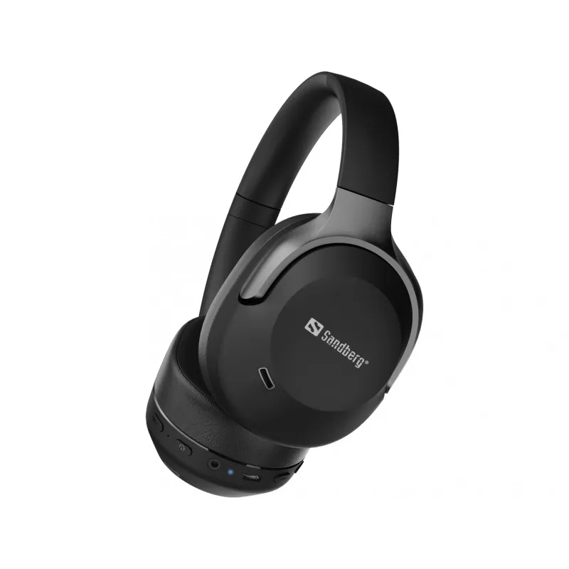 Sandberg Wireless Travel Headset ANC+ENC, bezvadu, zvaniem/mūzikai, 228 g, austiņas, melnas