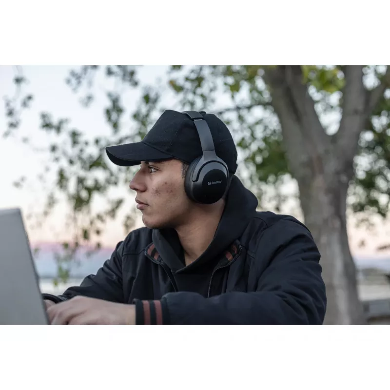Sandberg Wireless Travel Headset ANC+ENC, bezvadu, zvaniem/mūzikai, 228 g, austiņas, melnas