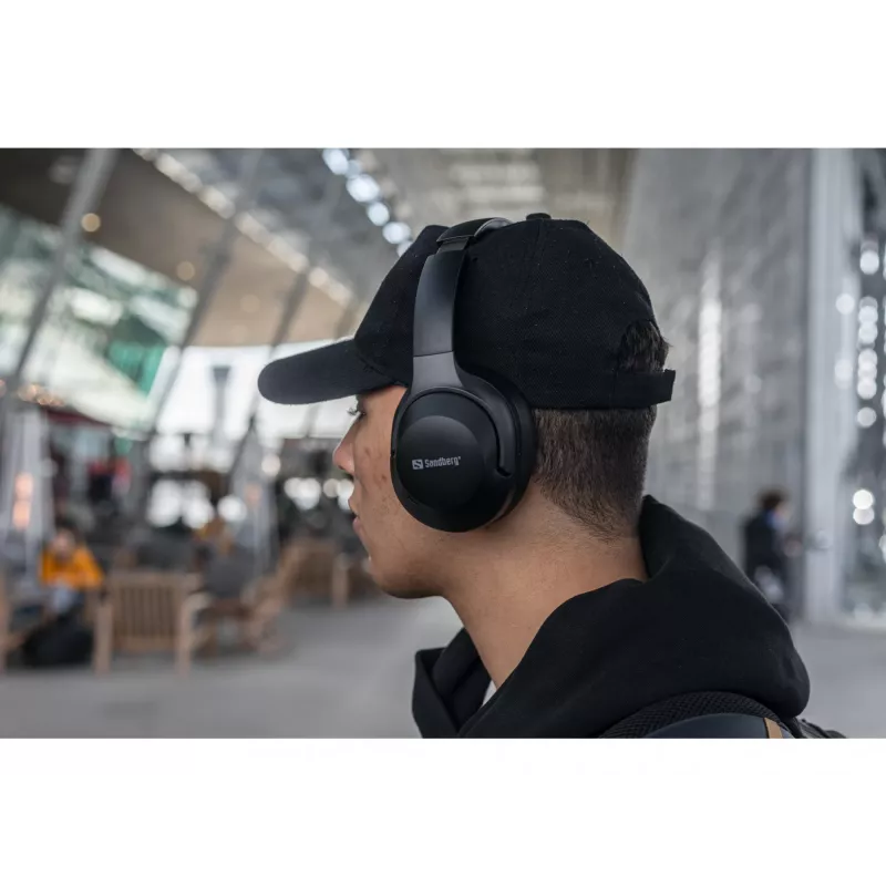 Sandberg Wireless Travel Headset ANC+ENC, bezvadu, zvaniem/mūzikai, 228 g, austiņas, melnas