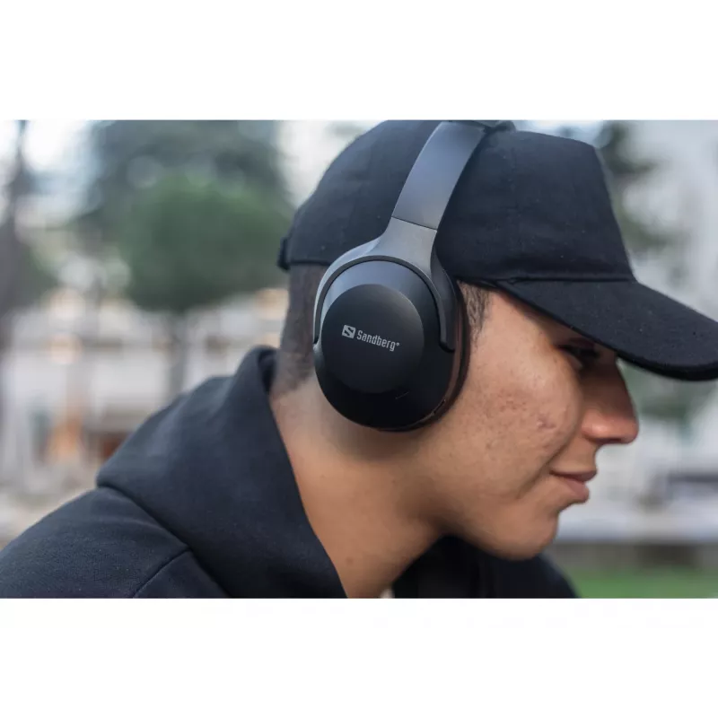 Sandberg Wireless Travel Headset ANC+ENC, bezvadu, zvaniem/mūzikai, 228 g, austiņas, melnas