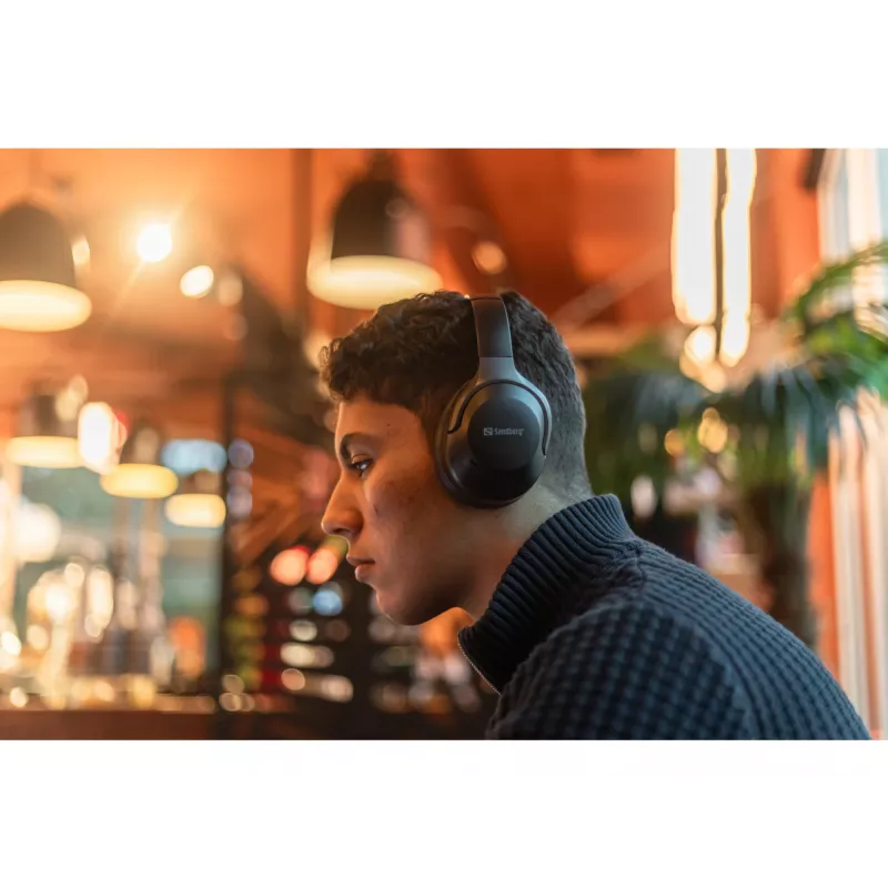 Sandberg Wireless Travel Headset ANC+ENC, bezvadu, zvaniem/mūzikai, 228 g, austiņas, melnas