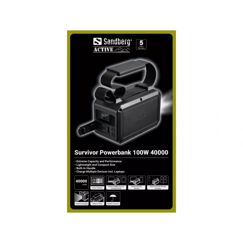 Pārnēsājams ārējais akumulators Sandberg Survivor 100W 40000mAh