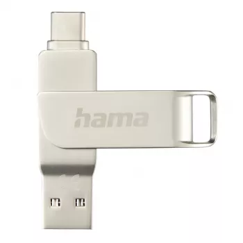 Hama C-Rotate Pro USB zibatmiņa 128 GB USB Type-A / USB Type-C 3.2 Gen 1 (3.1 Gen 1) Sudraba