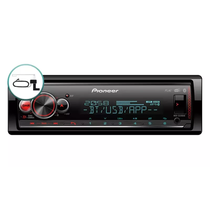 Auto mediju uztvērējs Pioneer MVH-S520DABAN 200W Bluetooth melns
