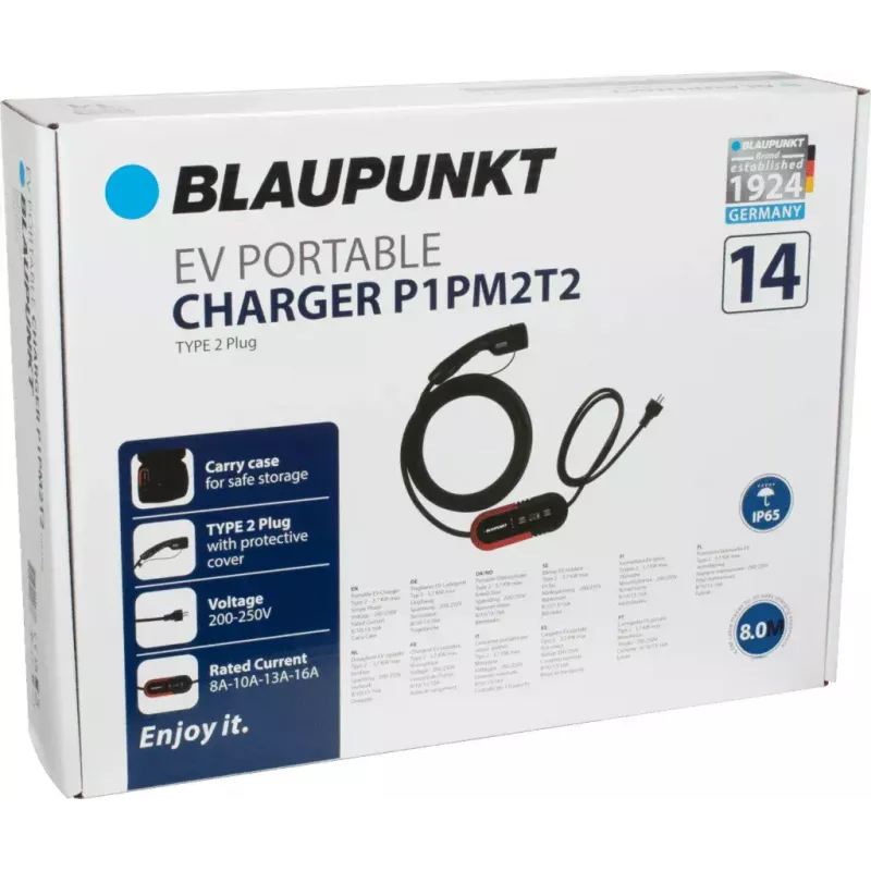 Blaupunkt P1PM2T2 melna plastmasas uz grīdas novietojama uzlādes stacija 3700W 8m kabelis