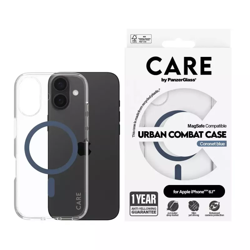 Cover PanzerGlass CARE by Flagship vāciņš Transparent Urban Combat Blue MagSafe iPhone '24 6.1 inch