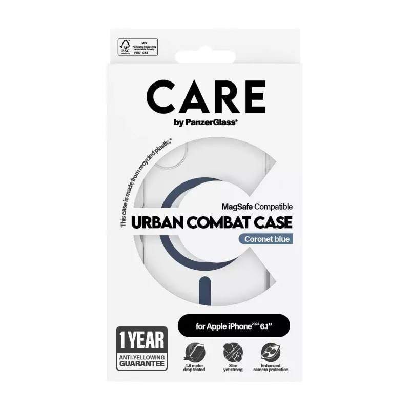 Cover PanzerGlass CARE by Flagship vāciņš Transparent Urban Combat Blue MagSafe iPhone '24 6.1 inch