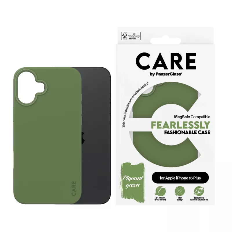 PanzerGlass CARE™ by ® Case zaļa w. MagSafe iPhone 16 Plus, Cover, Apple, Apple - iPhone 16 Plus, zaļa