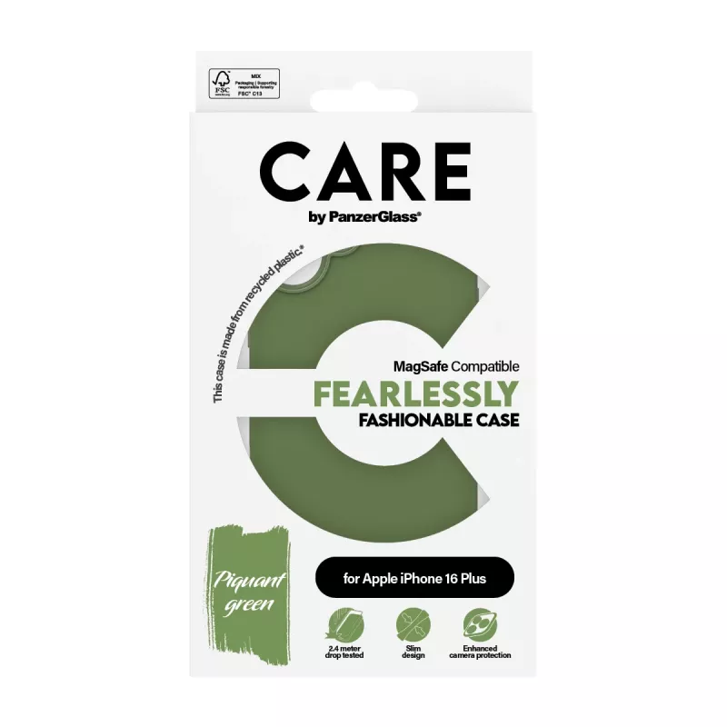 PanzerGlass CARE™ by ® Case zaļa w. MagSafe iPhone 16 Plus, Cover, Apple, Apple - iPhone 16 Plus, zaļa
