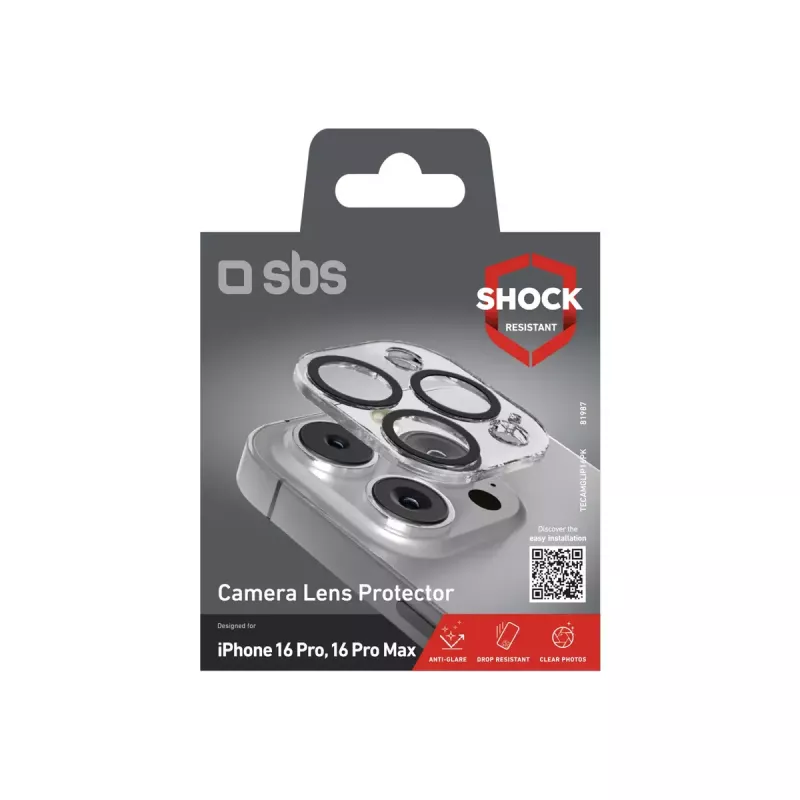 Ekrāna un kameras lēcas aizsargs SBS TECAMGLIP16PK iPhone 16 Pro/Pro Max Skrāpējumizturīgs Caurspīdīgs