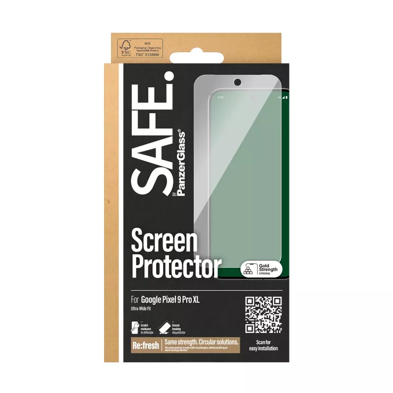 Ekrāna aizsargs PanzerGlass SAFE. by ® Google Pixel 9 Pro XL Ultra-Wide Fit Izturīgs pret skrāpējumiem Triecienizturīgs